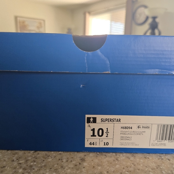 2020 Adidas Originals Superstar Vivid Red White H68094 Mens  10.5.  DEAD STOCK - Picture 10 of 11